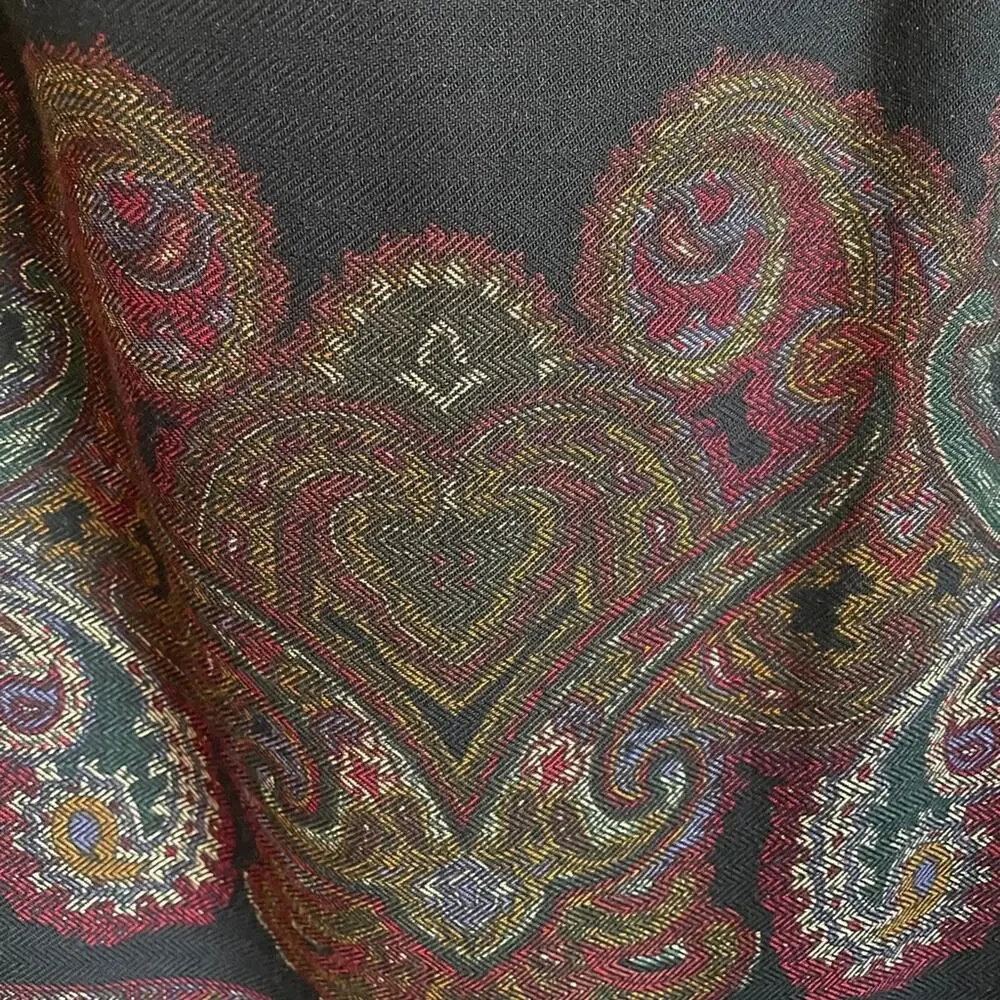 Hunt Club Black Paisley lined Wrap Skirt size 8 NEW
